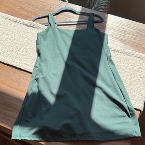 Girlfriend Collective Square neck active dress forest green